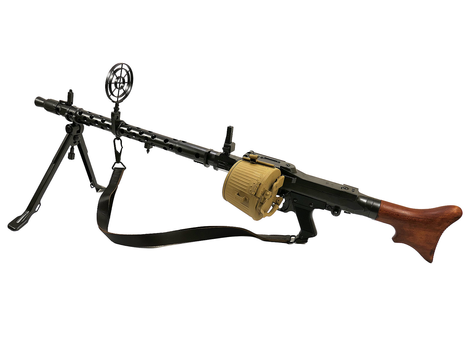 Denix VARIANTE Maschinengewehr MG34 Deko Metall/Holz Modell mit Flieger Kreiskorn Umbau Gurttrommel
