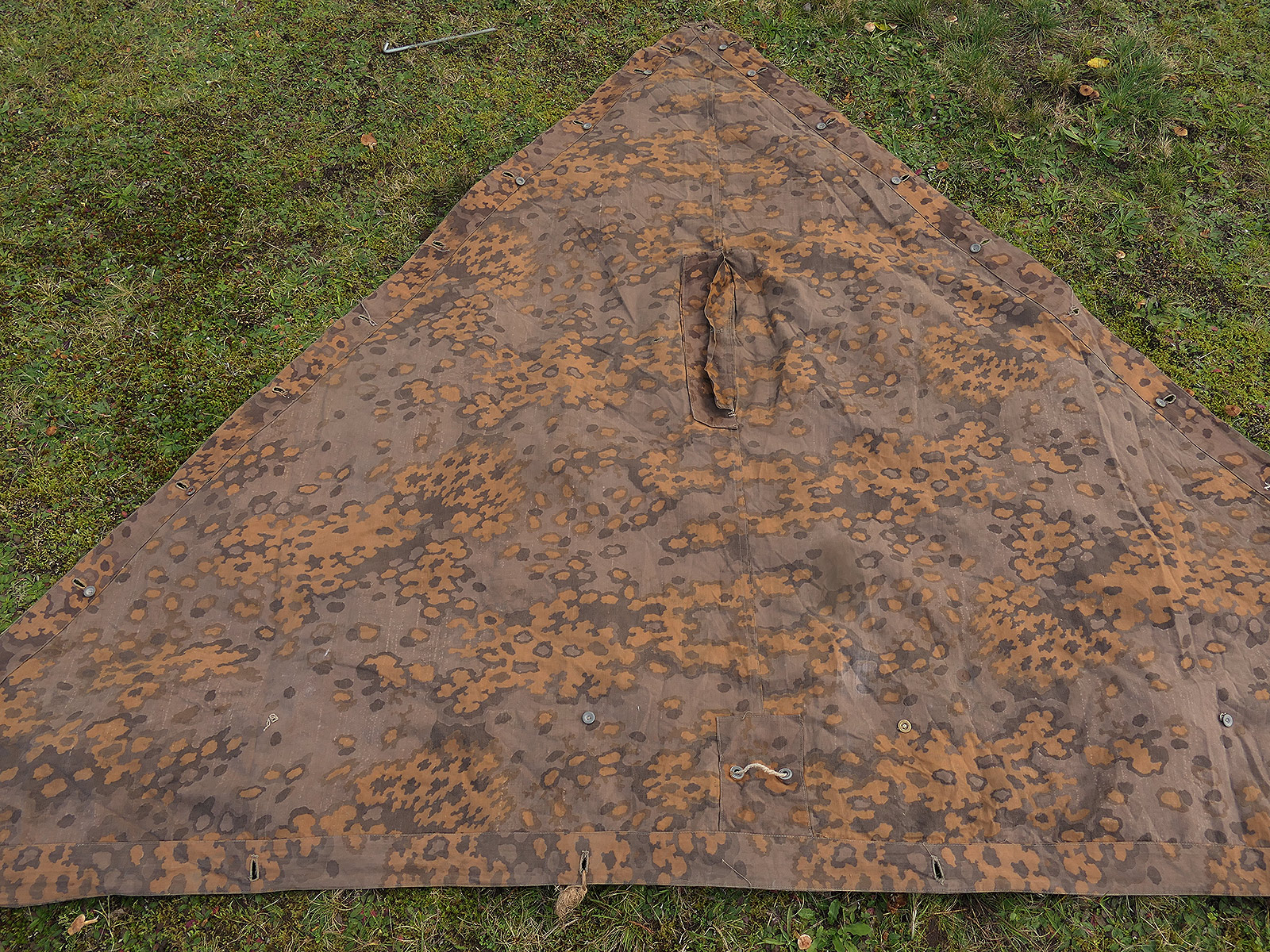 #B/ Waffen SS Original Zeltplane Eichenlaub Zeltbahn Tarnzeltbahn BATTLE WORN
