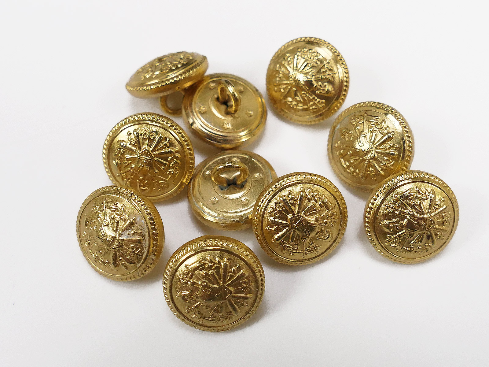 10x Uniform Knopf Italien 15mm Golden Bottone Militare " Eserato Italiano Interporze "