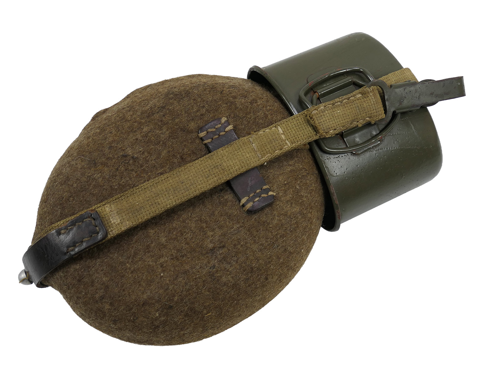 Wehrmacht Feldflasche MN42 mit Stahl Becher Wasserflasche TOP COLLECTION BATTLE WORN