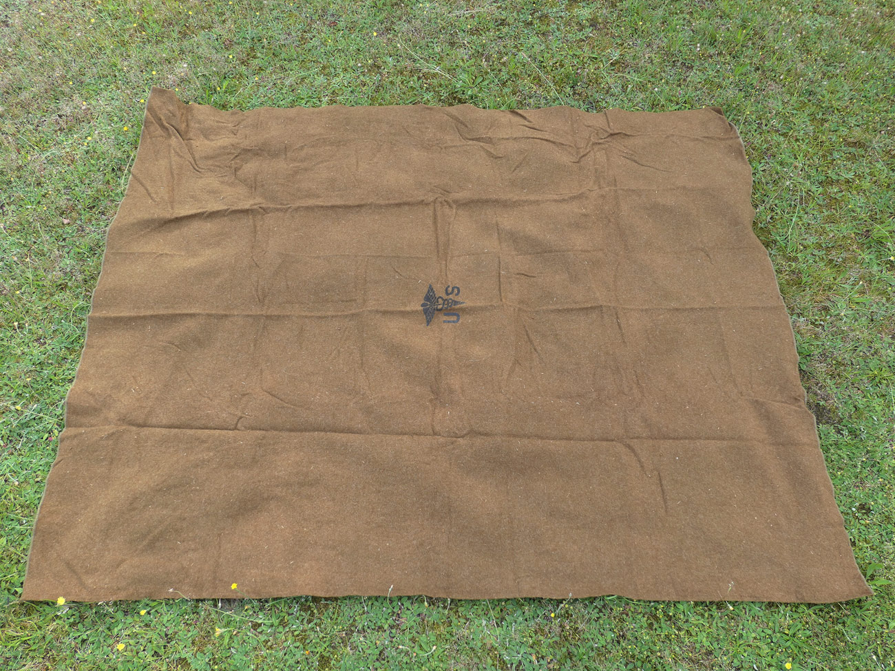 P1370303 US Army Wool virgin Blanket Aesculab OD US Sani Decke Medics medical corps