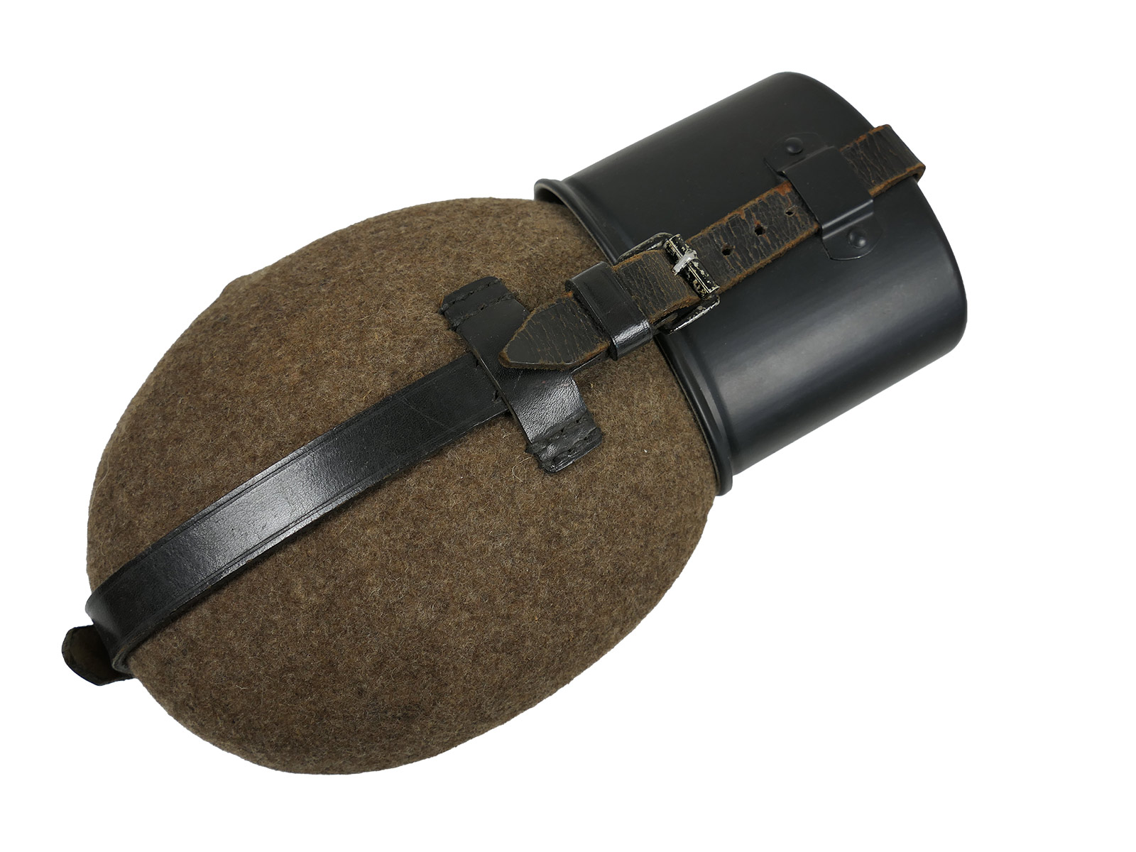 Wehrmacht Feldflasche SKN39 mit Alu Becher COLLECTION BATTLE WORN
