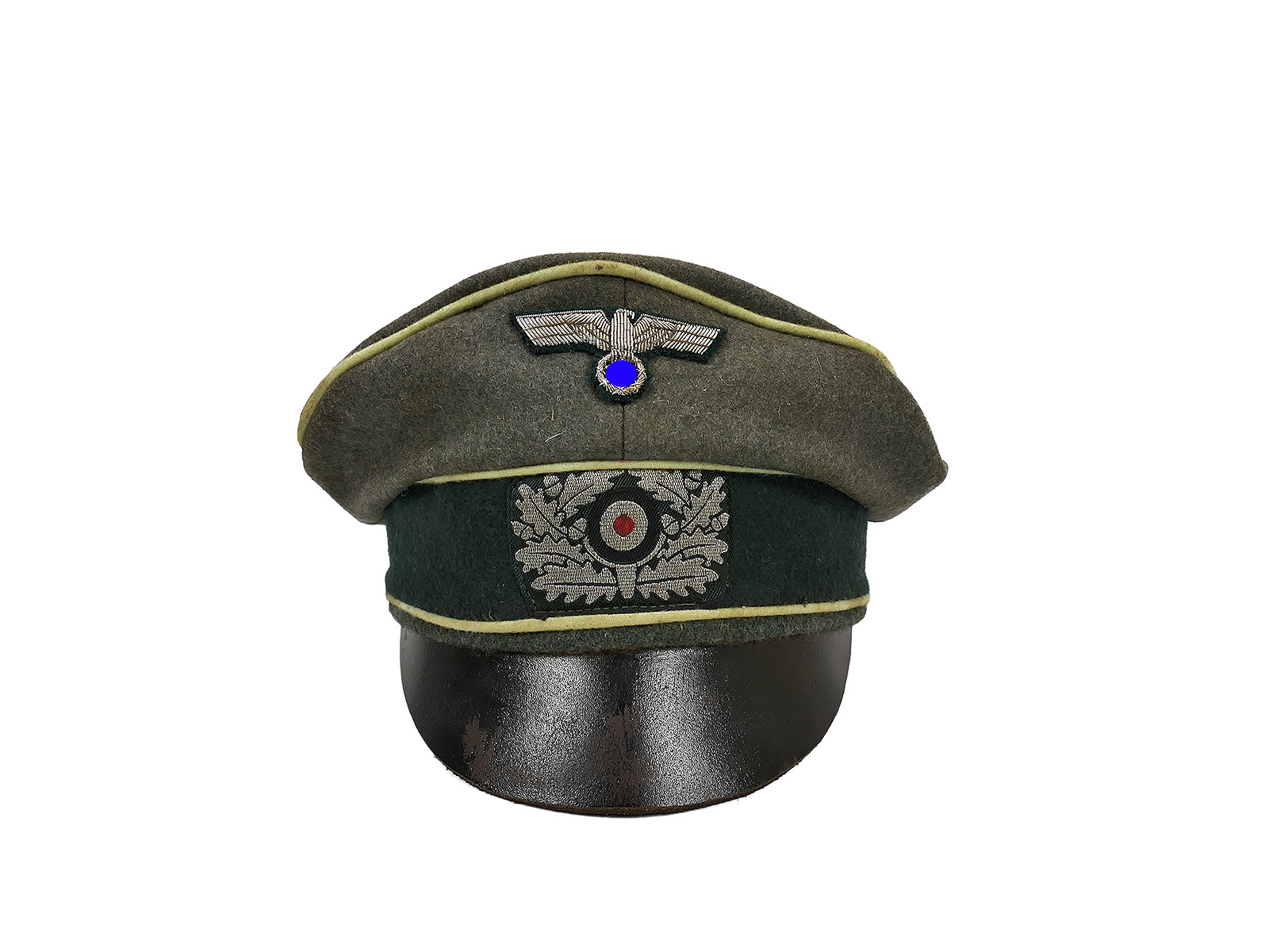 Wehrmacht Heeres Schirmmütze Offizier Gebirgsjäger Crusher Cap Gr.58 mit Mützenadler / Kokarde