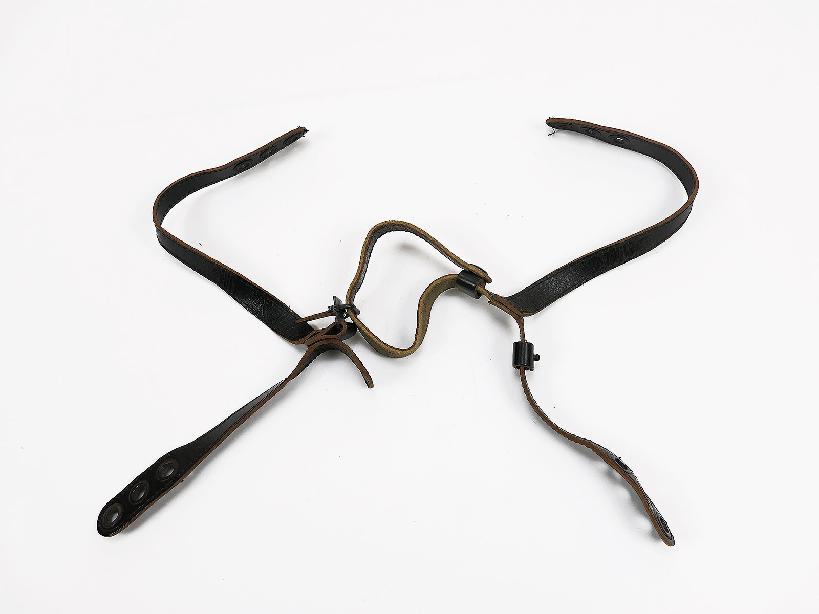 Vintage LW Kinnriemen Fallschirmjägerhelm M38 Stahlhelm Luftwaffe Kinn Beriemung Leder