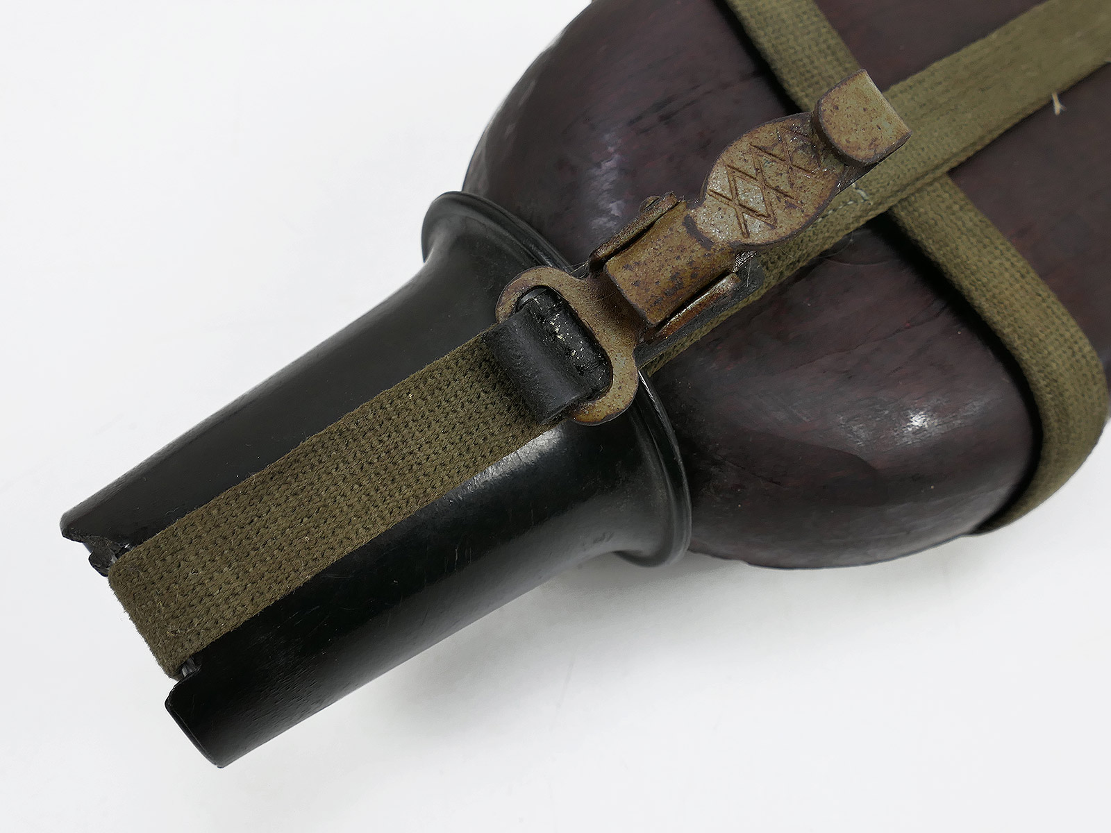 Wehrmacht DAK Afrikakorps Feldflasche Kokosnuss Tropen RITTER ALFURIT mit Becher COLLECTION BATTLE WORN