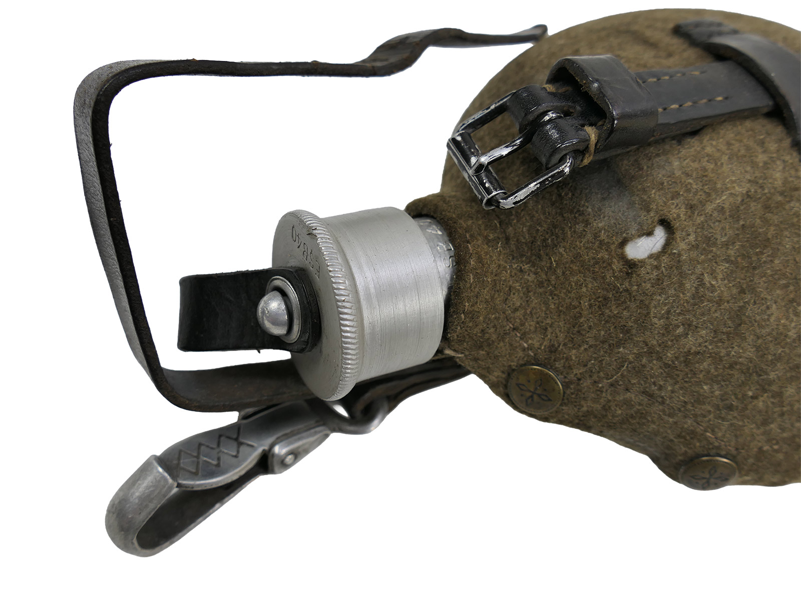 Wehrmacht Feldflasche ESB40 mit Original Alu Becher WAL39  COLLECTION BATTLE WORN
