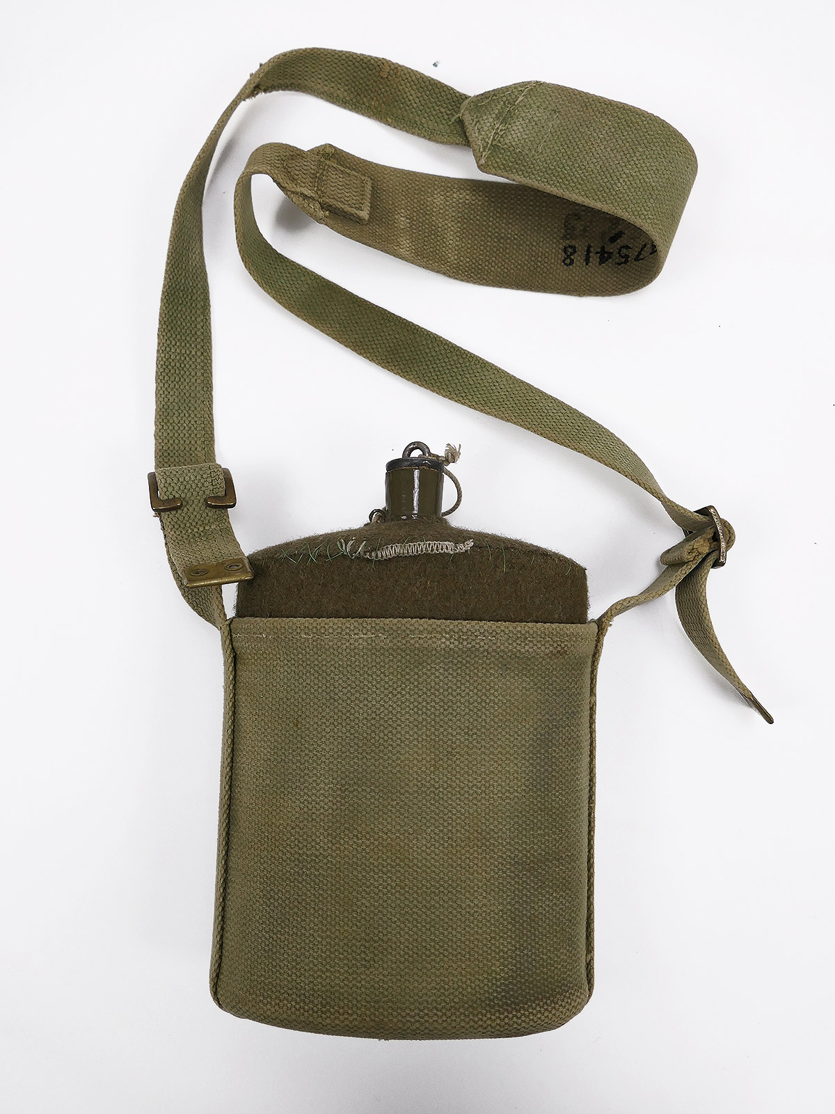 GB WW2 Feldflasche 37 Pattern Wasserflasche englisch Webbing Beriemung Riemen
