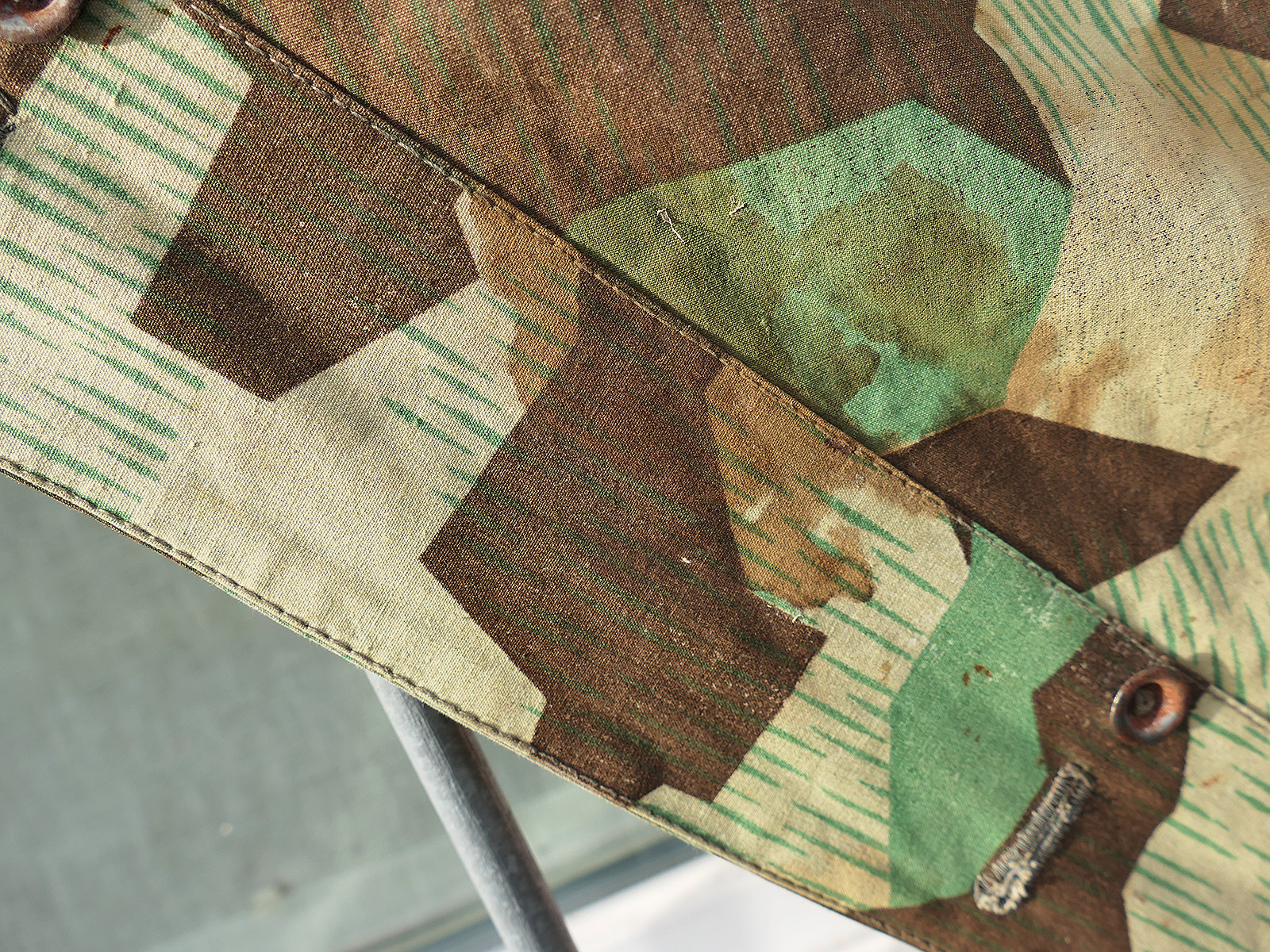 Wehrmacht Späte Original Zeltplane M31 splittertarn - RBNR. - Zeltbahn Tarnzeltbahn SEHR SCHÖN BATTLE WORN