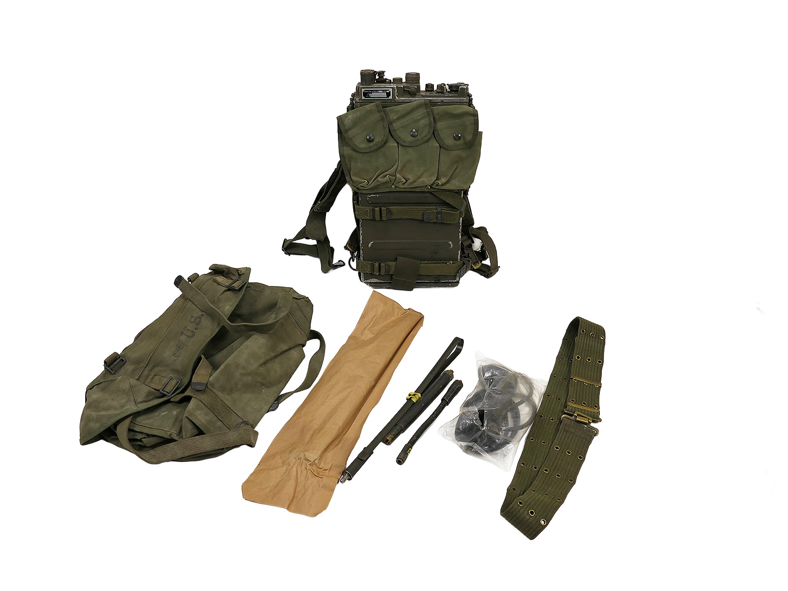 #151 US ARMY FUNKGERÄT VIETNAM RADIO RECEIVER PRC-9/10 mit Zubehör Antenne Handapparat Tasche ...