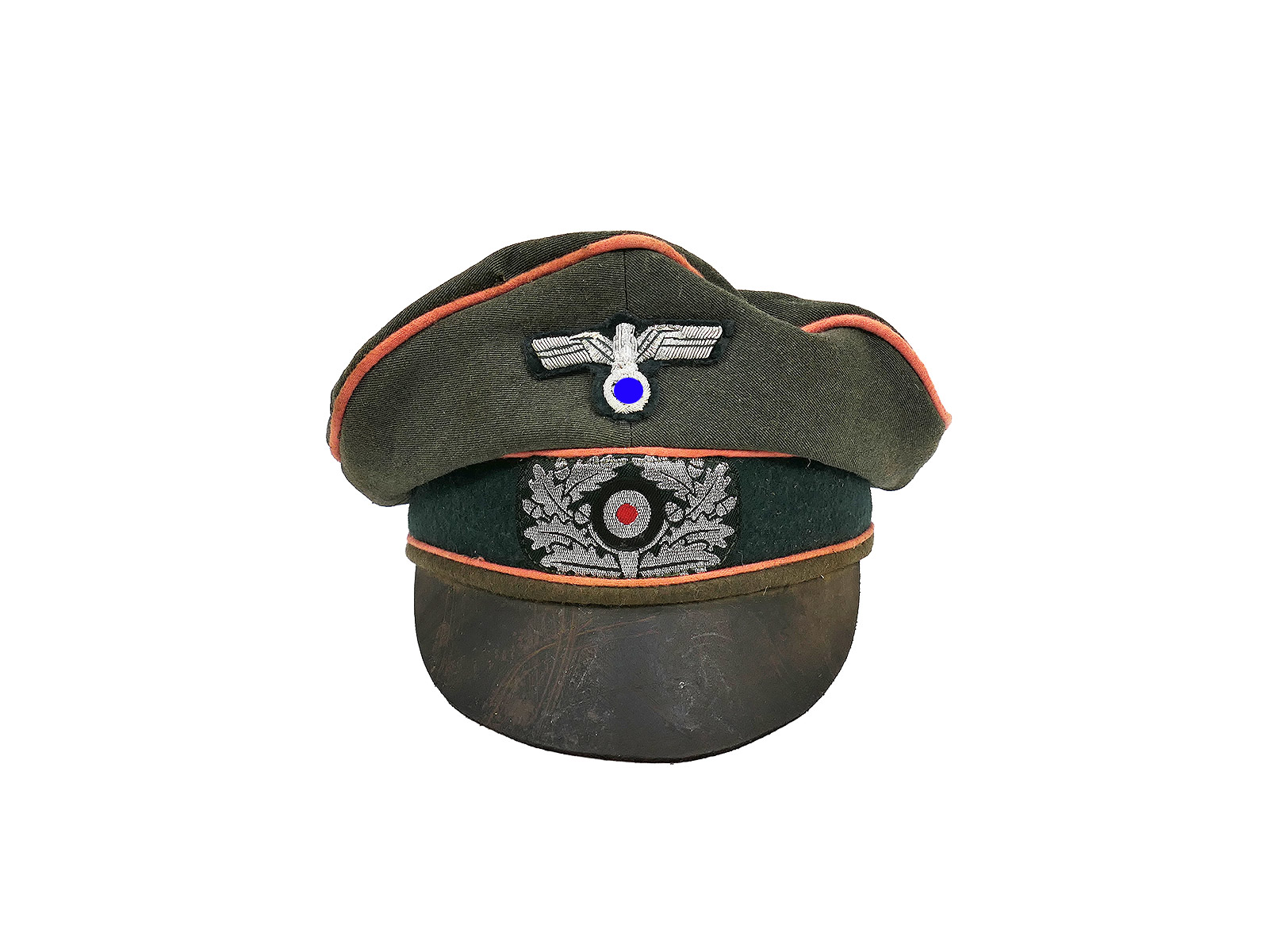 Wehrmacht Heeres Panzer Schirmmütze Offizier Panzerjäger Crusher Cap Gr.58/59 mit Original Mützenadler