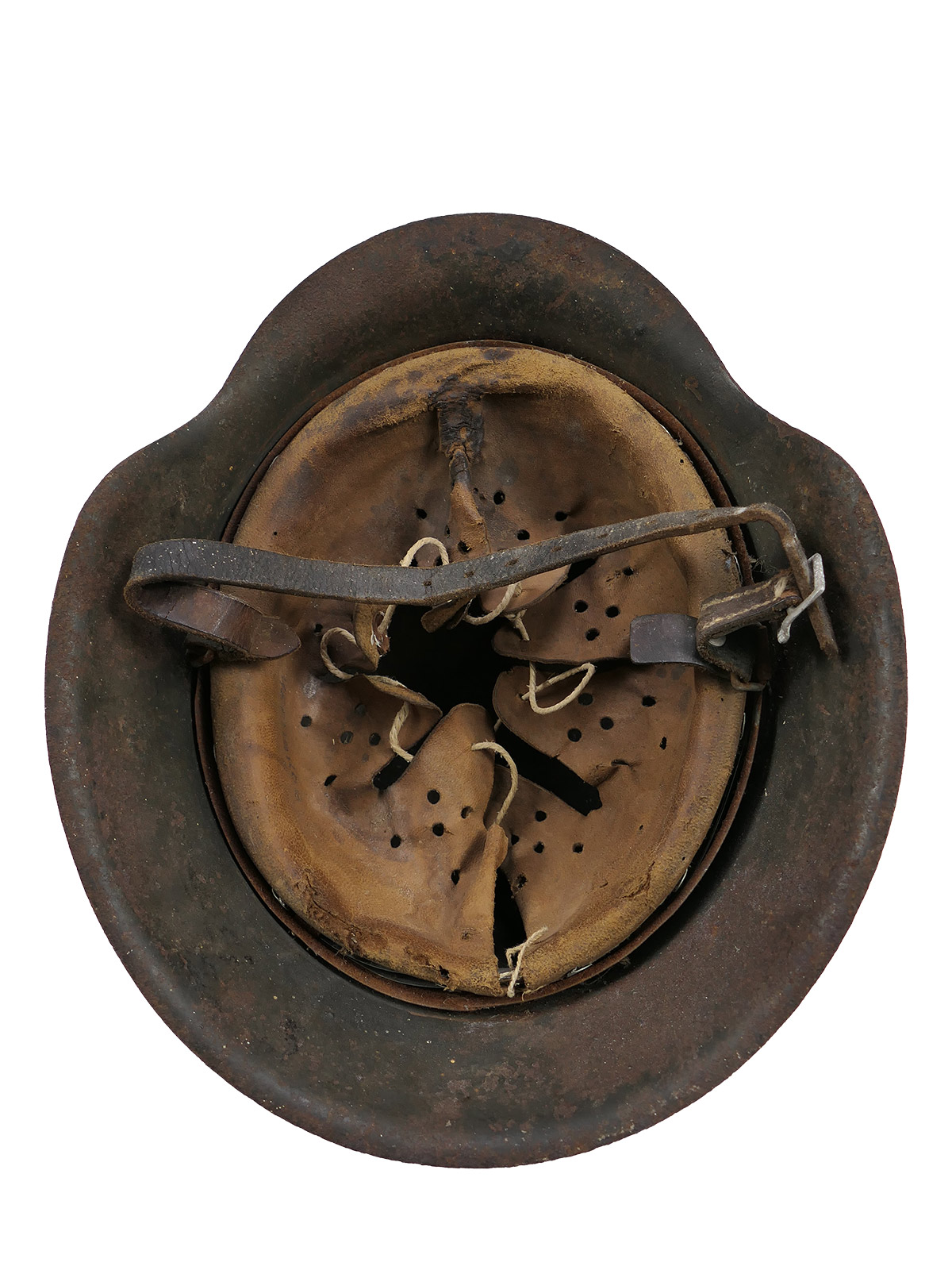 Wehrmacht SD Stahlhelm M42 mit Helmfutter u. Kinnriemen ORIGINAL SCHEUNENFUND