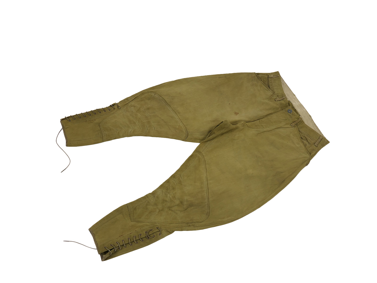 Original US Army WW1 Khaki Cotton Breeches Stiefelhose / COLLECTION BATTLE WORN 