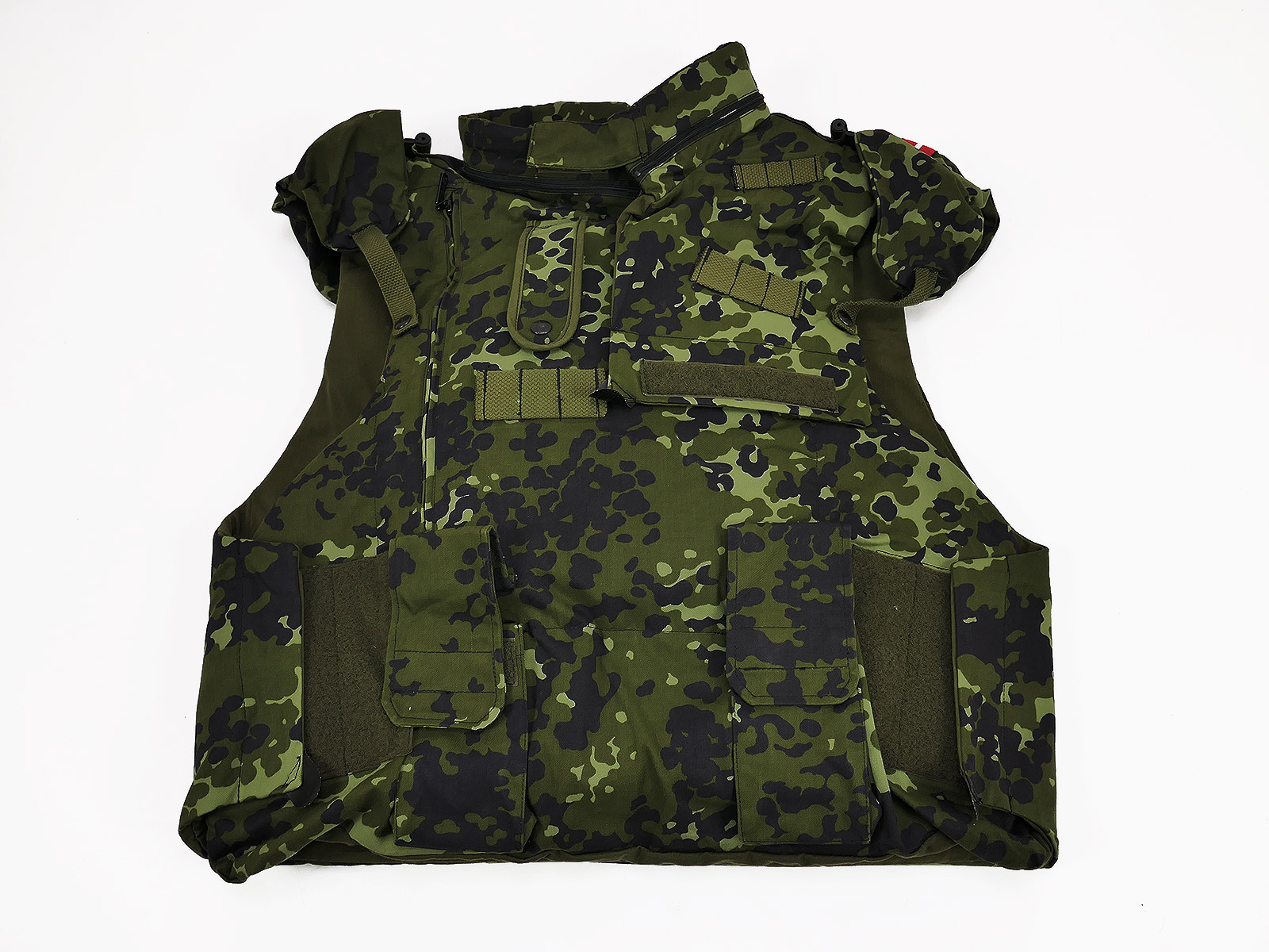 Dänische Splitterschutzweste Woodland MEDIUM/L mit Ballistischen Softshell Einlagen Fragmentation Protective Vest Dänemark