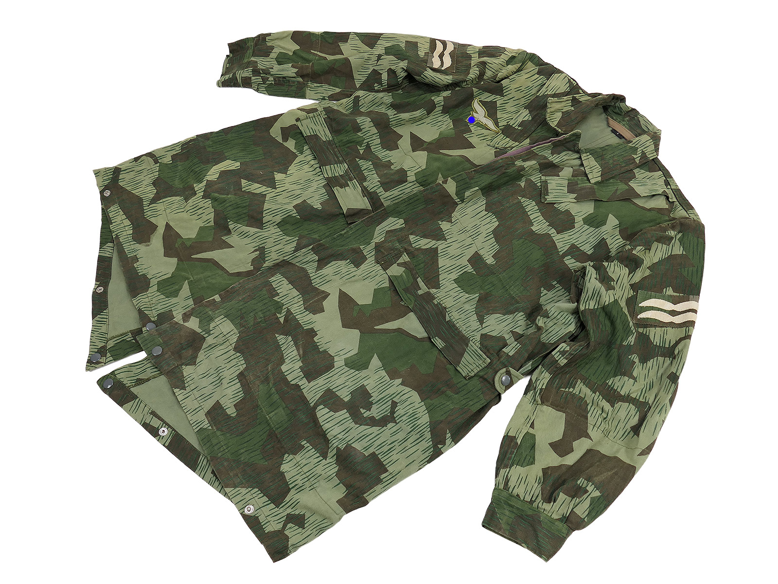 Luftwaffe Fallschirmjäger Knochensack Gr.1 Splittertarn mit Abzeichen COLLECTION BATTLE WORN