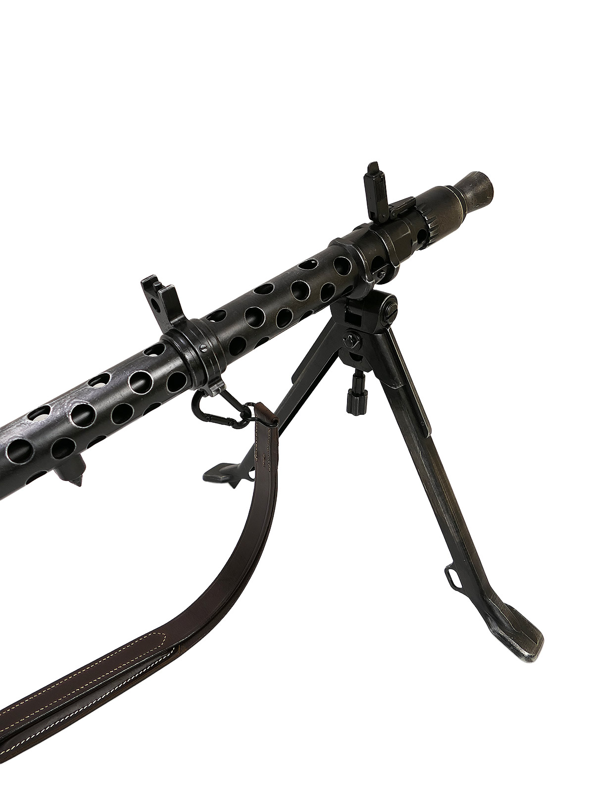Wehrmacht Maschinengewehr MG34 Deko Modell Filmwaffe Metall mit Holz Schulterstütze und Trageriemen