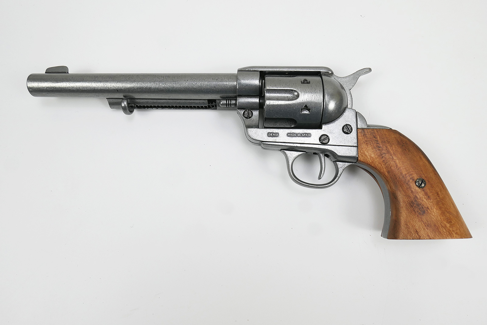 US Revolver .45 Caliber PEACEMAKER Deko Waffe braune Holz Griffschalen 1873