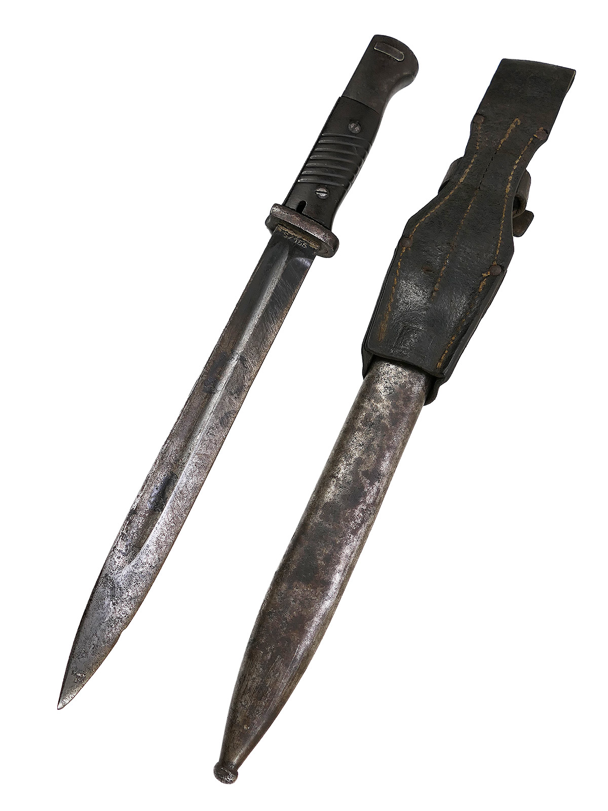 Wehrmacht Bajonett M84/98 K98 / Seitengewehr S/155 mit Koppelschuh BATTLE WORN