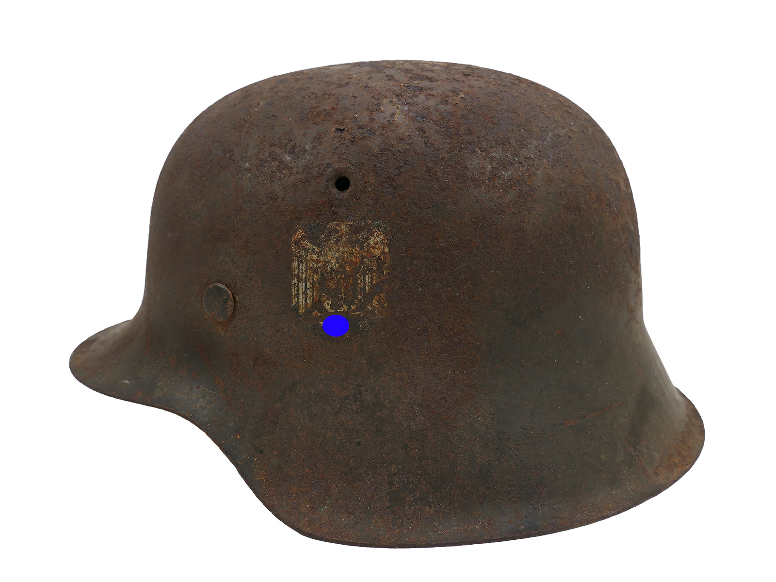 Wehrmacht SD Stahlhelm M42 mit Helmfutter u. Kinnriemen ORIGINAL SCHEUNENFUND