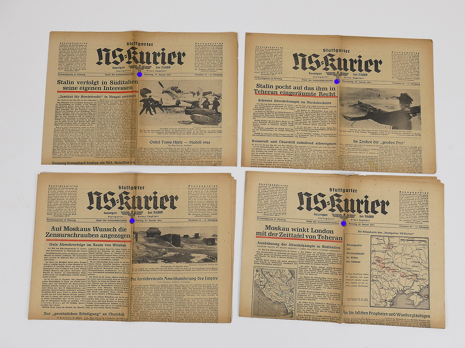P1658496 #K3/ 4x Stuttgarter NS-Kurier Zeitung 14.Jg. Ausgaben Januar 1944 Zeitschrift der NSDAP Gauorgan
