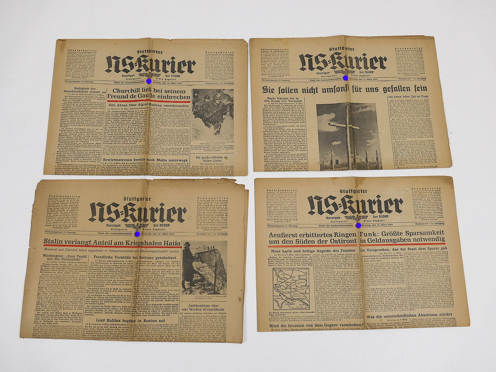 #K9/ 4x Stuttgarter NS-Kurier Zeitung 14.Jg. Ausgaben März 1944 Zeitschrift der NSDAP Gauorgan