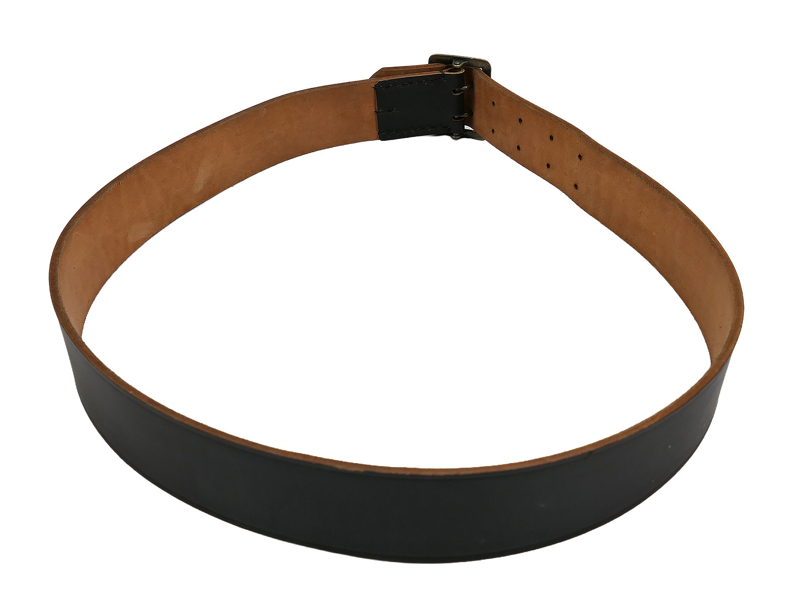 Einzelstück - Wehrmacht Koppelriemen schwarz Leder Koppel Zweidornkoppel Offizier 115cm