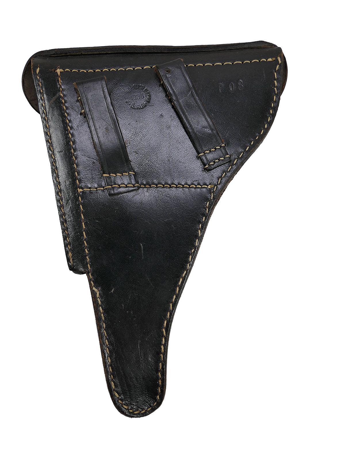 Einzelstück - P08 POLIZEI Holster Koffertasche Lederholster mit P08 Schlüssel Pistolentasche BATTLE WORN