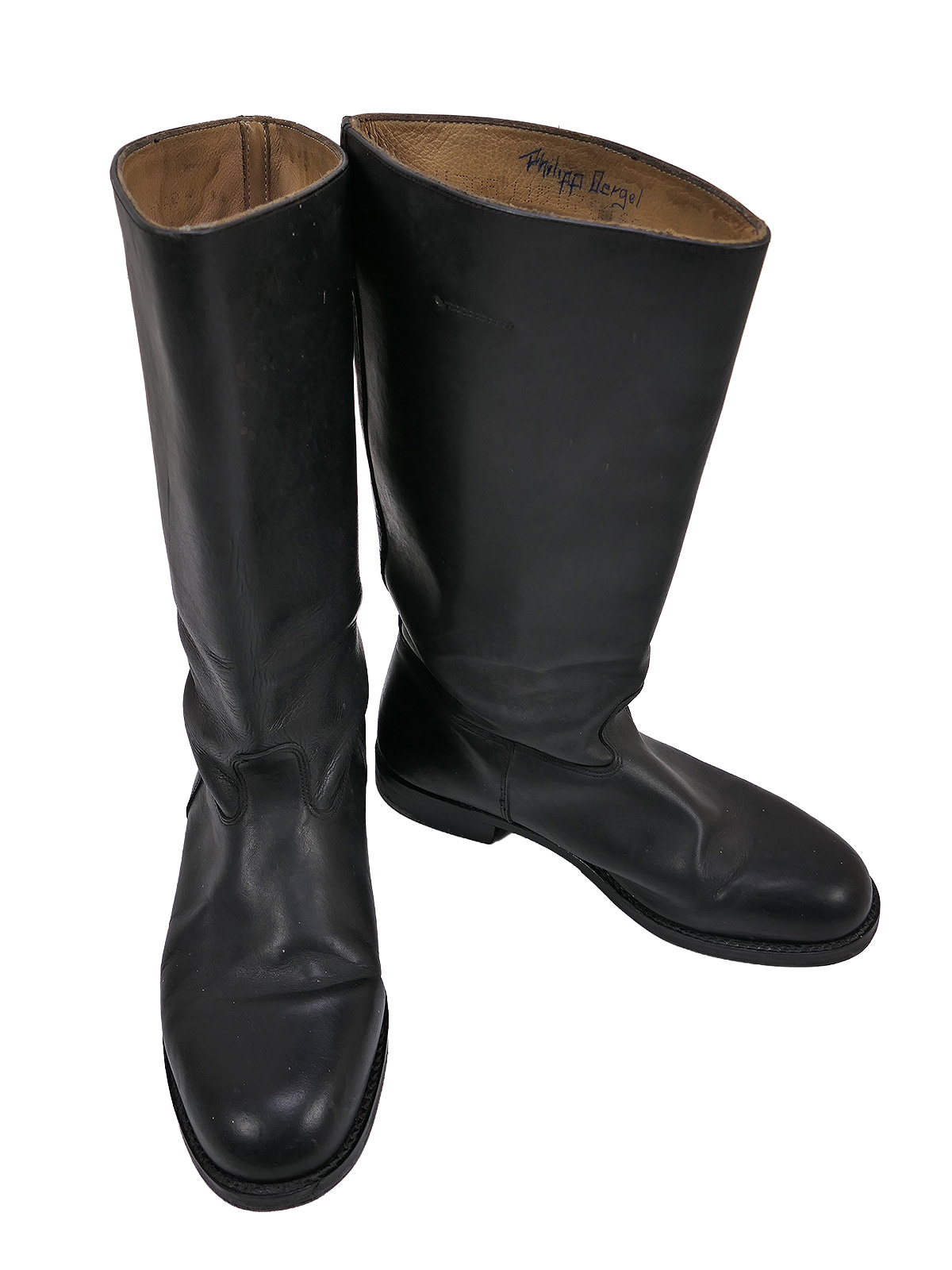 Typ Wehrmacht Leder Stiefel Knobelbecher Schaftstiefel Wachbataillon Gr.47 mit Hufeisen 305/116 TOP