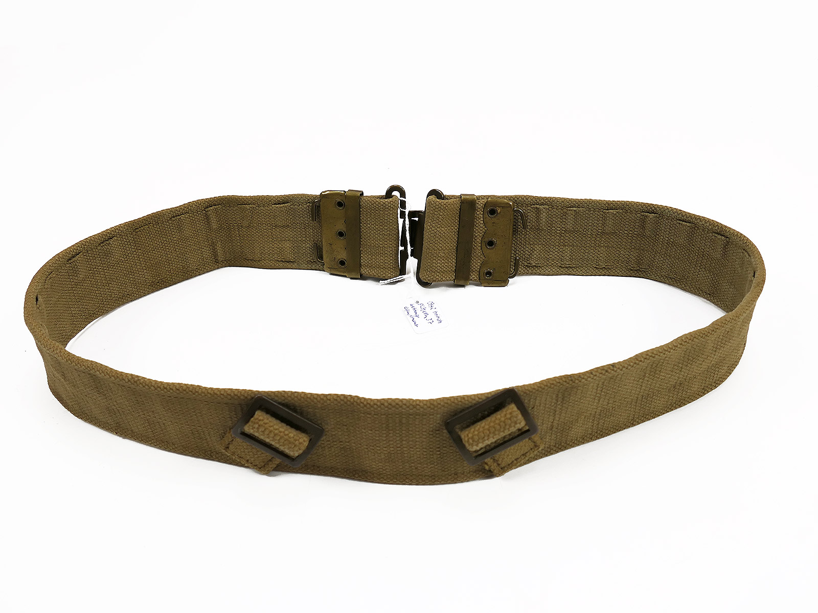 Original British Army WW2 Koppel Webbing Belt 1937 Pattern ca. 100cm Umfang 1942 datiert COLLECTION BATTLE WORN
