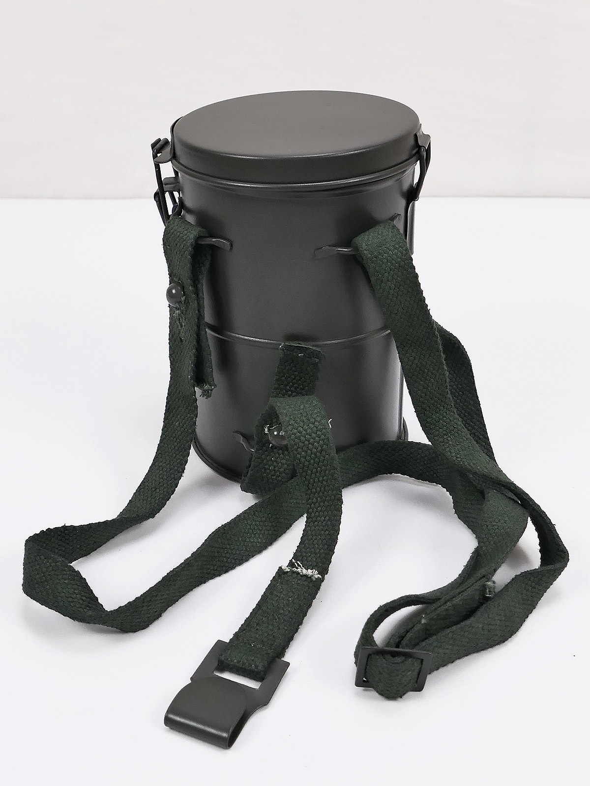 WK1 Gasmaskendose M1917 kaiserlich Dose für Gasmaske Bereitschaftsbüchse mit Beriemung