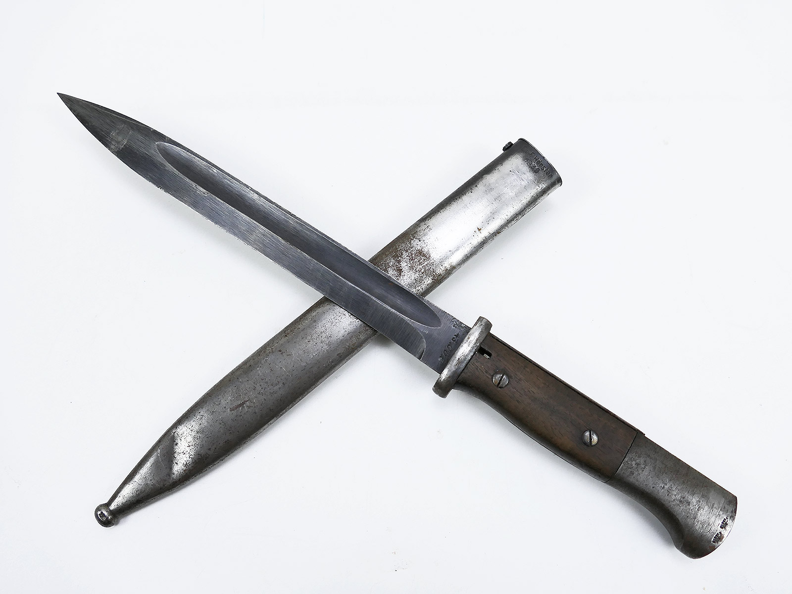 Wehrmacht Bajonett M84/98 K98 / Seitengewehr 43 cvl mit Scheide