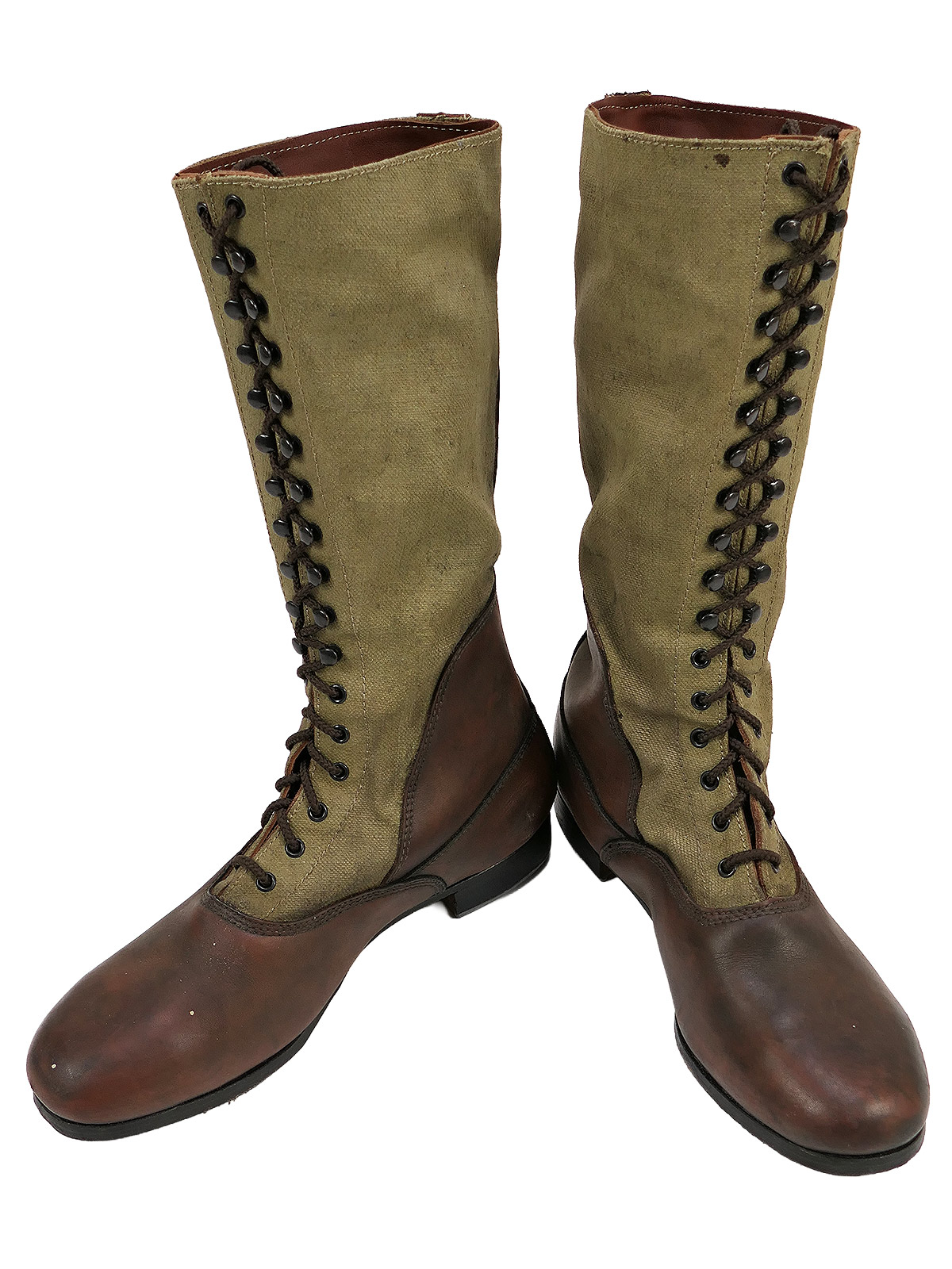 Einzelpaar - Wehrmacht DAK Tropenstiefel Hoch Afrikakorps Stiefel Gr.46 COLLECTION BATTLE WORN