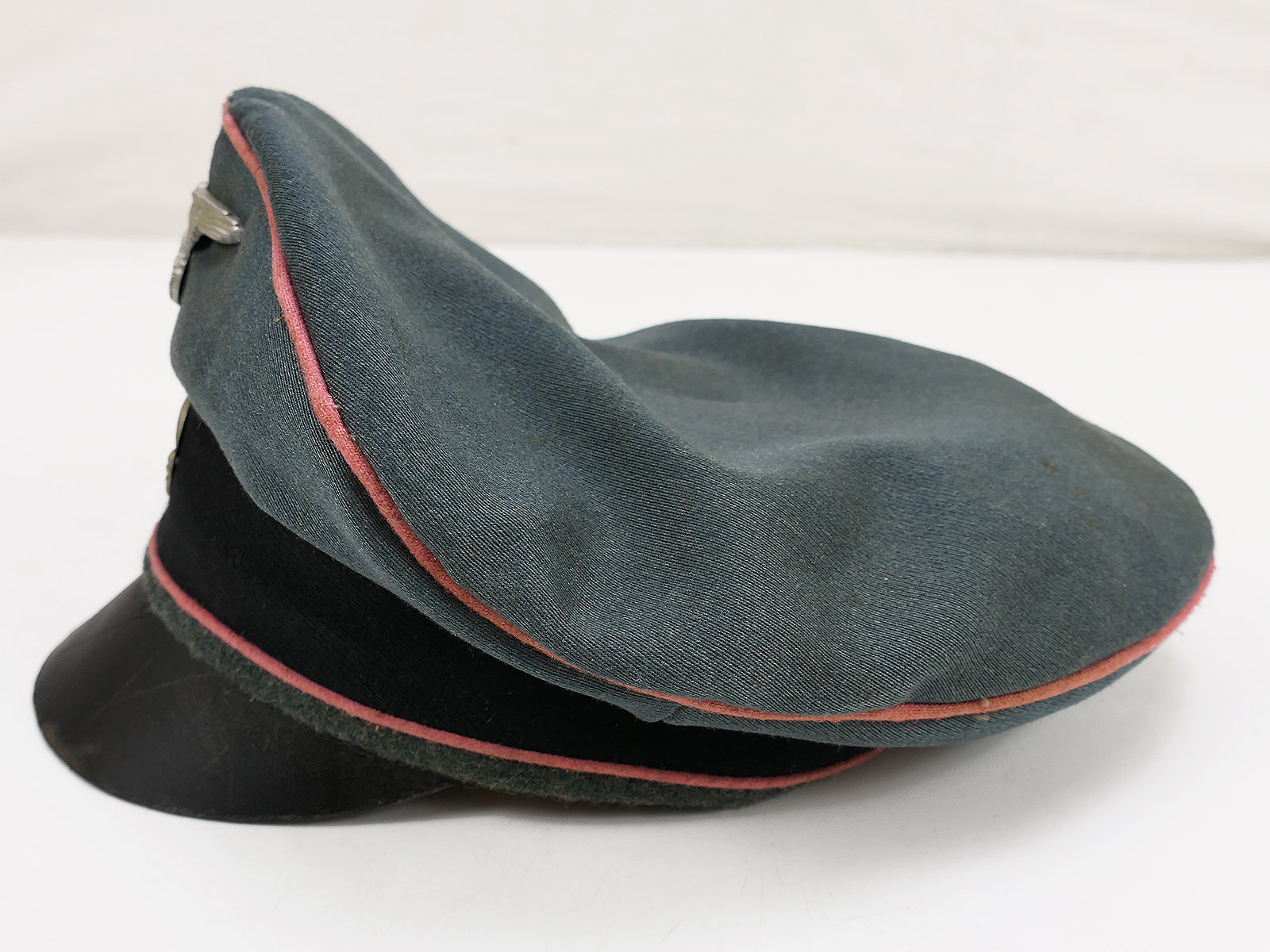 Waffen SS Schirmmütze Panzer Panzerjäger Crusher Cap Alte Art Gr.58 Tornister Knautschmütze COLLECTION BATTLE WORN