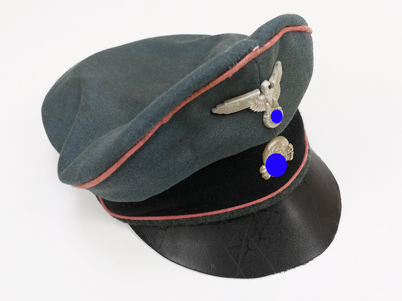 Waffen SS Schirmmütze Panzer Panzerjäger Crusher Cap Alte Art Gr.58 Tornister Knautschmütze COLLECTION BATTLE WORN
