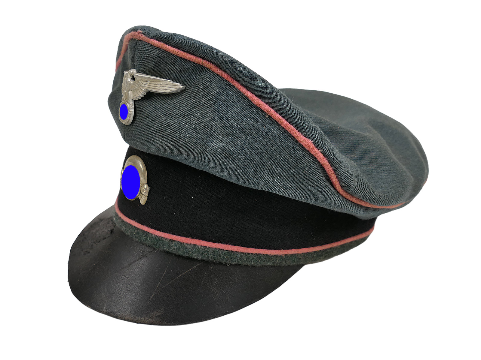 Waffen SS Schirmmütze Panzer Panzerjäger Crusher Cap Alte Art Gr.58 Tornister Knautschmütze COLLECTION BATTLE WORN