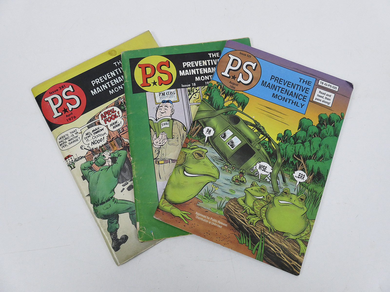 US ARMY 3x PS The Preventive Maintenance Monthly Magazine Comic Heft u.a. 1954 !!