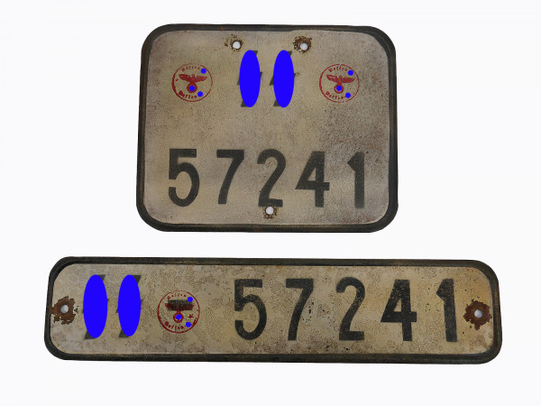 #E/ Waffen SS Satz Nummernschild KFZ Kennzeichen Kübelwagen VW82 Schwimmwagen VW166