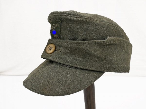 Waffen SS Campstyle M43 Einknopf Feldmütze Wolltuch mit Trapez Effekten Baschlikmütze Gr.57/58