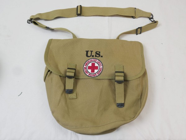 MUSETTE BAG US ARMY WW2 Red Cross Welfare Service + Trageriemen Sling