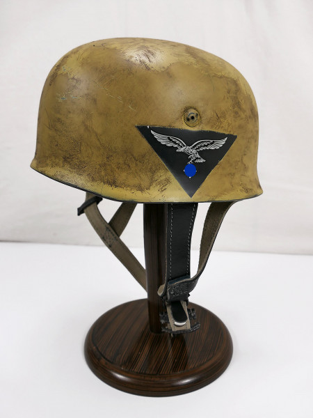 Einzelstück WK2 LW Fallschirmjägerhelm Stahlhelm M38 Luftwaffe Tropen DAK Glocke 57/58