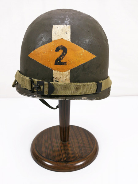 US ARMY Type WW2 M1 Stahlhelm Captain 2nd RANGER Batt. painting helmet + Liner + Kinnriemen