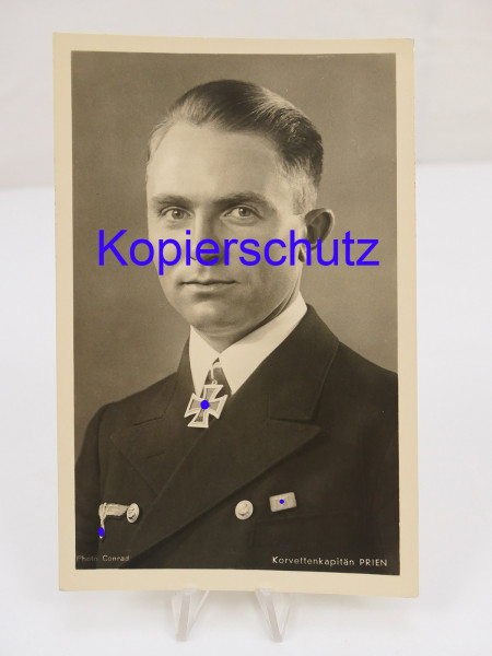 #79/ Postkarte / PK Portrait Kriegsmarine Korvettenkpt. PRIEN / Foto Karte Ritterkreuzträger