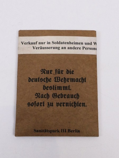 Wehrmacht Kondome für Soldaten im Papierbriefchen Soldatenheim Kantine