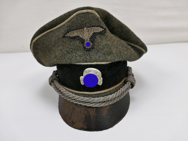 Waffen SS VT Offiziers Schirmmütze Crusher Cap Gr.59 Grobe Wolle mit Effekten Mix Unikat