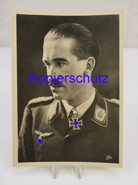 #78/ Postkarte PK Portrait Luftwaffe Oberst Galland Echte Photografie / Foto Karte Ritterkreuzträger