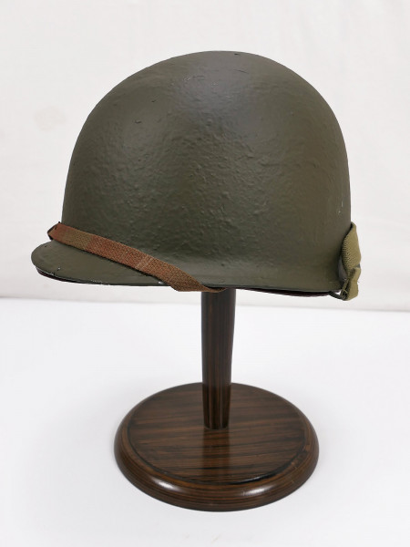 US ARMY WW2 M1 Swivel Bale Front Seam Helmet Stahlhelm mit U.S. Firestone Liner