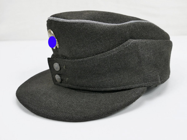 Waffen SS M43 Feldmütze Offizier Grau mit Metall Totenkopf Gr. 58