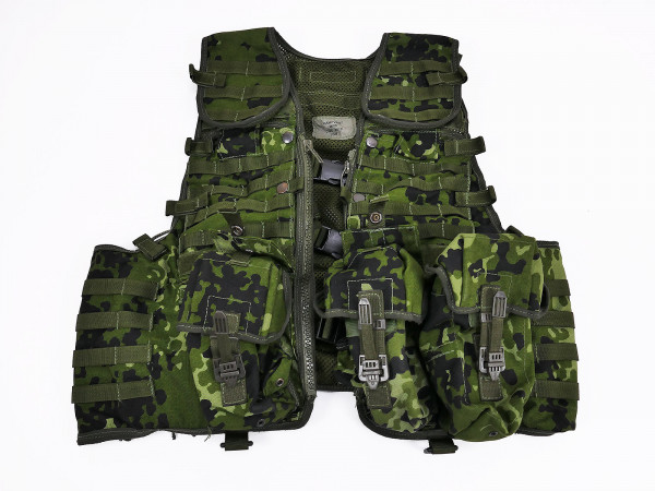 #E Dänische CQC Kampfmittelweste M/05 Kampvest Vest Weste Dänemark woodland modifiziert