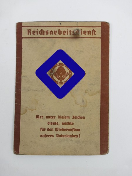Original Paß Ausweis Reichsarbeitsdienst / Arbeitsdienstpaß / RAD Angehöriger 1935/36