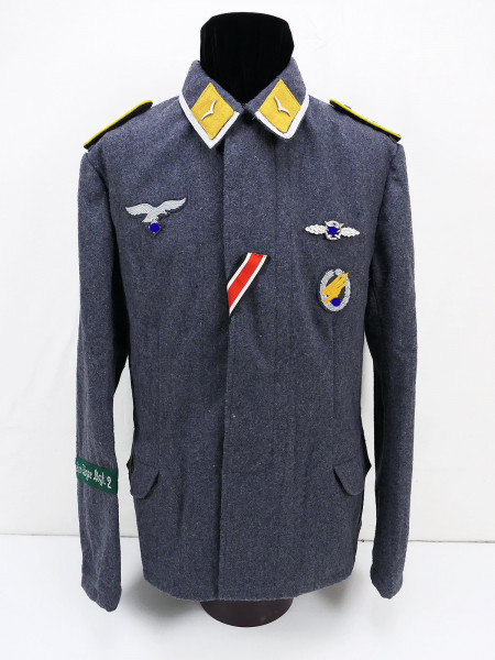 Luftwaffe Fliegerbluse LW Uffz Waffenmeister Fallschirmjäger Uniform FJ Rgt 2 aus Museum