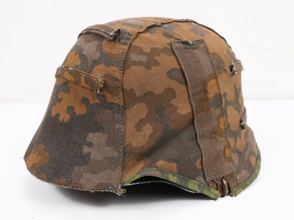 Waffen SS Stahlhelm Helmbezug Eichenlaub Helmtarnbezug aus original Tarn Stoff